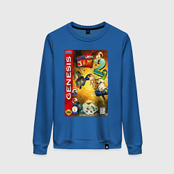 Свитшот хлопковый женский Earth worm jim 2 cover, цвет: синий