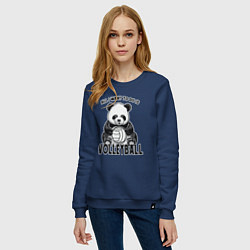 Свитшот хлопковый женский Panda volleyball, цвет: тёмно-синий — фото 2