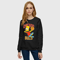 Свитшот хлопковый женский Чикаго Буллз Барт Симпсон, цвет: черный — фото 2