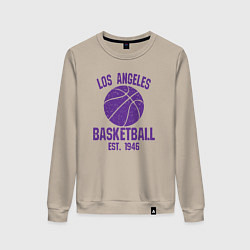 Свитшот хлопковый женский Basketball Los Angeles, цвет: миндальный