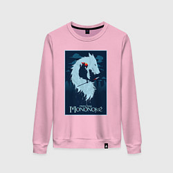 Свитшот хлопковый женский Мононоке волчица, цвет: светло-розовый