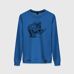 Свитшот хлопковый женский Носорог стильный, цвет: синий