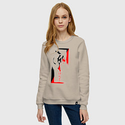 Свитшот хлопковый женский Боевые искуства black and red, цвет: миндальный — фото 2