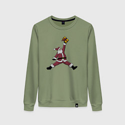 Свитшот хлопковый женский Jumping Santa, цвет: авокадо