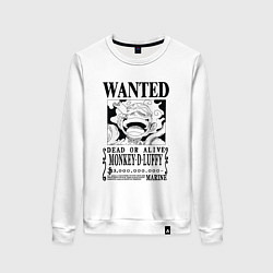 Свитшот хлопковый женский Листовка Луффи 5 гир йонко One Piece, цвет: белый