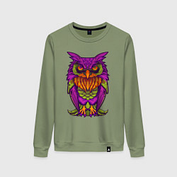 Свитшот хлопковый женский Purple owl, цвет: авокадо