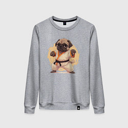 Свитшот хлопковый женский Карате мопс, цвет: меланж