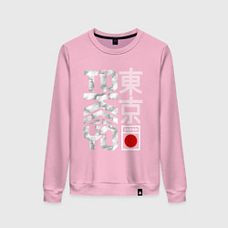 Свитшот хлопковый женский Токио типографика, цвет: светло-розовый