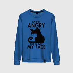 Свитшот хлопковый женский I am not angry cat, цвет: синий