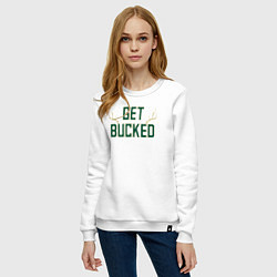 Свитшот хлопковый женский Get bucked, цвет: белый — фото 2