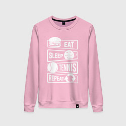 Свитшот хлопковый женский Еда сон теннис, цвет: светло-розовый