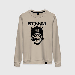 Свитшот хлопковый женский Russian gorilla, цвет: миндальный