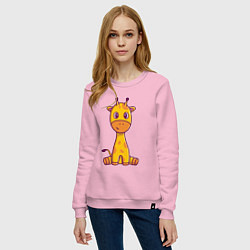 Свитшот хлопковый женский Добрый жирафик, цвет: светло-розовый — фото 2