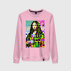 Свитшот хлопковый женский Mona Lisa - mosaic pop art, цвет: светло-розовый