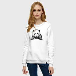 Свитшот хлопковый женский Панда детеныш, цвет: белый — фото 2