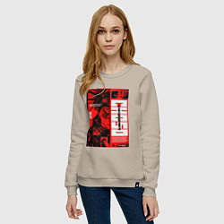 Свитшот хлопковый женский Взгляд Чосо - Магическая битва, цвет: миндальный — фото 2