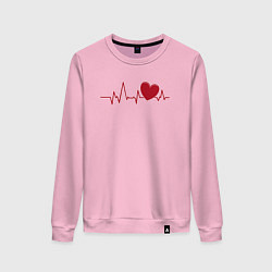 Свитшот хлопковый женский Сердце и электрокардиограмма: символ здоровья и лю, цвет: светло-розовый