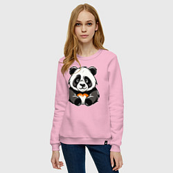 Свитшот хлопковый женский Милая панда лежит, цвет: светло-розовый — фото 2