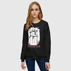 Свитшот хлопковый женский Protective, цвет: черный — фото 2