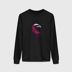 Свитшот хлопковый женский Красочный орел, цвет: черный