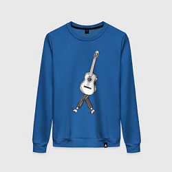 Свитшот хлопковый женский Человек гитара, цвет: синий
