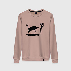 Свитшот хлопковый женский Пикассо - Бой быков коррида тореадор, цвет: пыльно-розовый
