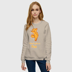 Свитшот хлопковый женский I dont give a fox, цвет: миндальный — фото 2
