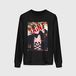 Свитшот хлопковый женский Череп галстук бабочка, цвет: черный