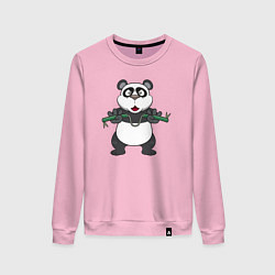 Свитшот хлопковый женский Панда с нунчаками, цвет: светло-розовый