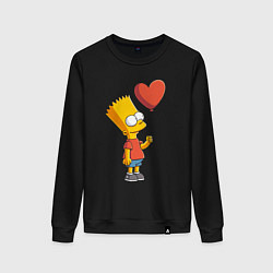 Свитшот хлопковый женский Барт Симпсон с шариком, цвет: черный