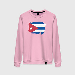 Свитшот хлопковый женский Флаг Кубы, цвет: светло-розовый