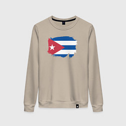 Свитшот хлопковый женский Флаг Кубы, цвет: миндальный