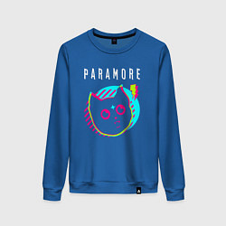 Свитшот хлопковый женский Paramore rock star cat, цвет: синий