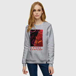 Свитшот хлопковый женский Lethal Company: Bracken is Already Behind, цвет: меланж — фото 2
