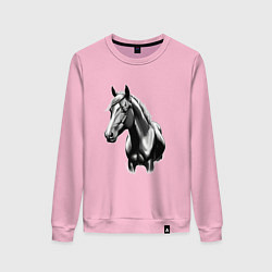 Свитшот хлопковый женский Портрет лошади, цвет: светло-розовый