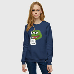 Свитшот хлопковый женский Pepe feels good man, цвет: тёмно-синий — фото 2