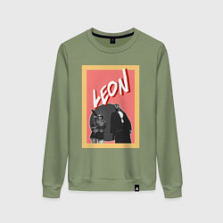 Свитшот хлопковый женский Арт по фильму Леон, цвет: авокадо