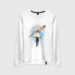 Свитшот хлопковый женский Фрирен с посохом, цвет: белый