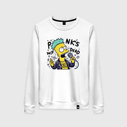 Свитшот хлопковый женский Bart Simpson - punks not dead, цвет: белый