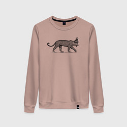 Свитшот хлопковый женский Леопард в шапке идёт, цвет: пыльно-розовый