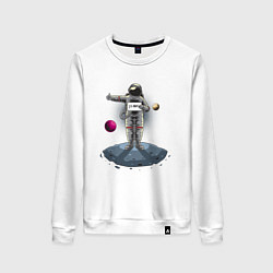 Свитшот хлопковый женский Космонавт - на марс, цвет: белый