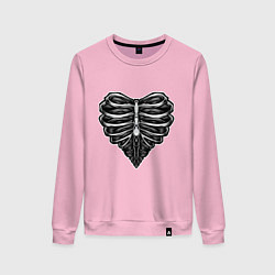 Свитшот хлопковый женский Ribs heart, цвет: светло-розовый