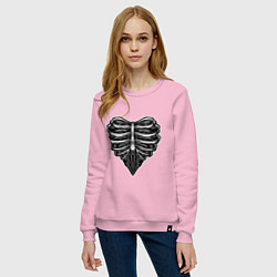 Свитшот хлопковый женский Ribs heart, цвет: светло-розовый — фото 2