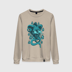 Свитшот хлопковый женский Череп молнии, цвет: миндальный