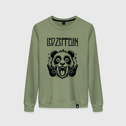 Свитшот хлопковый женский Led Zeppelin - rock panda, цвет: авокадо