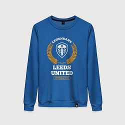 Свитшот хлопковый женский Лого Leeds United и надпись legendary football clu, цвет: синий