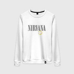 Свитшот хлопковый женский Nirvana logo smile, цвет: белый