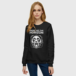 Свитшот хлопковый женский Bring Me the Horizon rock panda, цвет: черный — фото 2