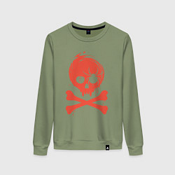 Свитшот хлопковый женский Spider skull, цвет: авокадо