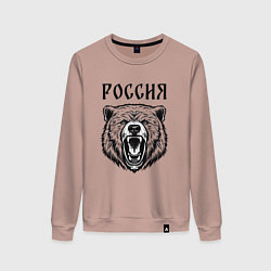Свитшот хлопковый женский Медведь Россия, цвет: пыльно-розовый